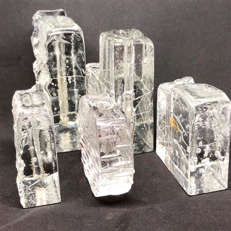 Collection Of 5 Ice Block Glass Solifleur Vases German 1960s At 1stdibs