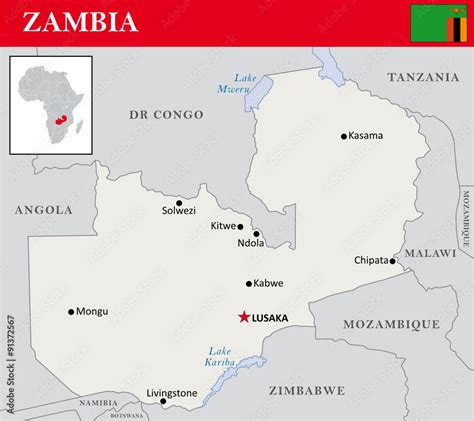 Simple Outline Map Of Zambia Stock Vector Adobe Stock