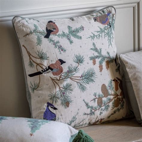 Birds Embroidered Cushion Cover Embroidered Birds Cushion Cover