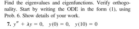 Solved Find The Eigenvalues And Eigenfunctions Verify Chegg