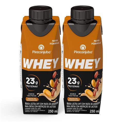 Kit 2 Bebida Láctea Piracanjuba Whey Zero Lactose Pasta de Amendoim