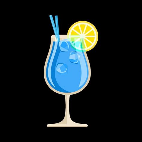 Premium Vector Blue Lagoon Cocktail Flat Style Vector Illustration