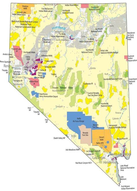 Nevada State Map - Places and Landmarks - GIS Geography