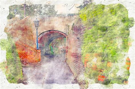 Watercolor Style And Abstract Illustration Of Background Of Old Brick