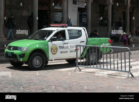 Tourism Police Car In Cusco Peru Truck Siren Style Type Badge Policeman