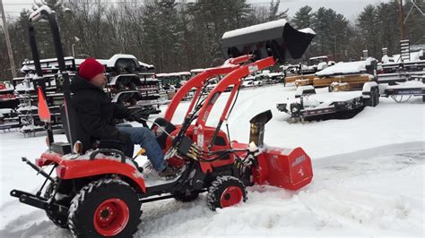 Kioti Cs2210 Hst Tractor Loader W Front Mount Snowblower Youtube