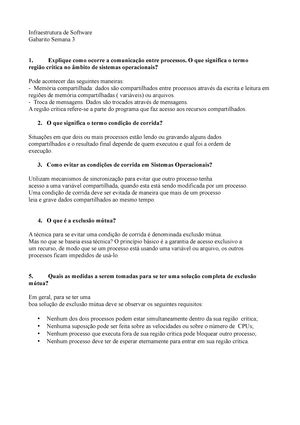 Infraestrutura De Software Respostas Do Question Rio Infraestrutura