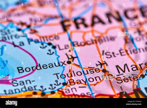 Bordeaux Citt Della Francia Sulla Mappa Del Mondo Foto Stock Alamy