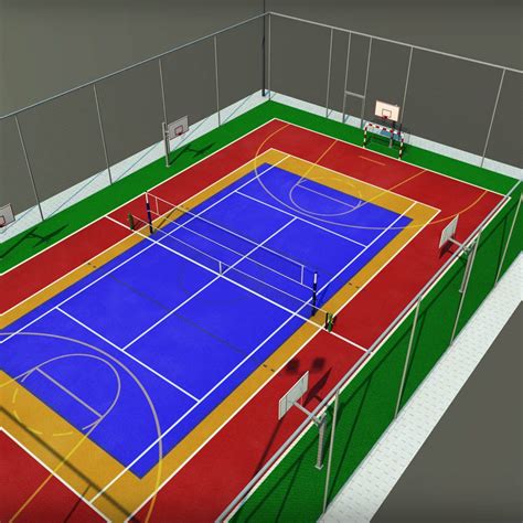 Multi sport court centrum pack | Salle de basket, Terrain de basket ...