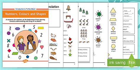 Introduction to Te Reo Māori Numbers Colours and Shapes Booklet