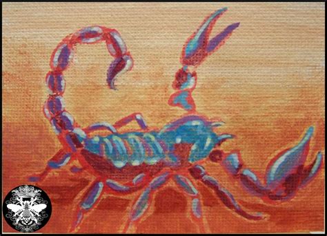 Scorpion Expression 2018 Acrylic Aceo Painting 25x35 Original