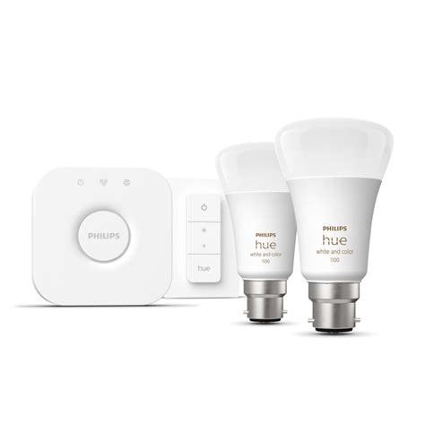 Philips Hue White And Colour Ambience Starter Kit 2 B22 Smart Bulbs