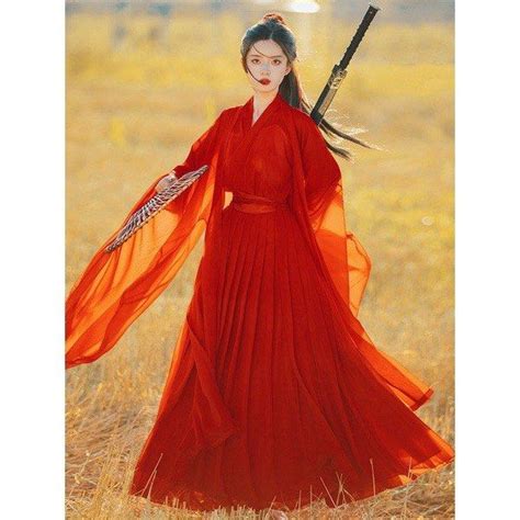 Gaya Cina Hanfu Warna Merah Kostum Peri Tradisional Cina Pernikahan