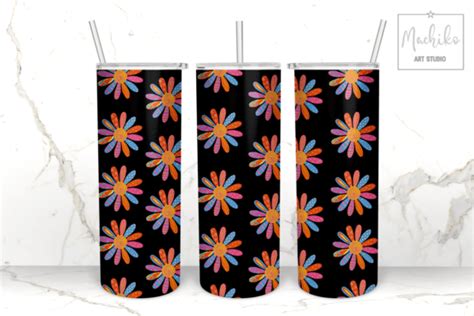 Daisy Flowers Skinny Tumbler Wrap PNG Graphic By Sweetie Citrus Co