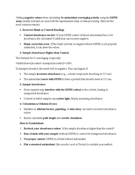 DPPH Assay Troubleshooting: Common Errors & Solutions - Studocu