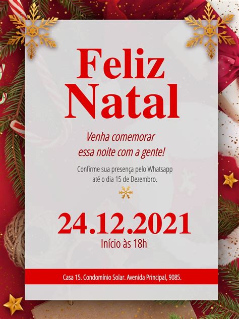 Convite Festa Confraternização Final de Ano Natal Empresa Elo7