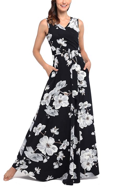 Comila Womens Summer V Neck Floral Maxi Dress Casual Long Dresses With Pockets Beachwear Central