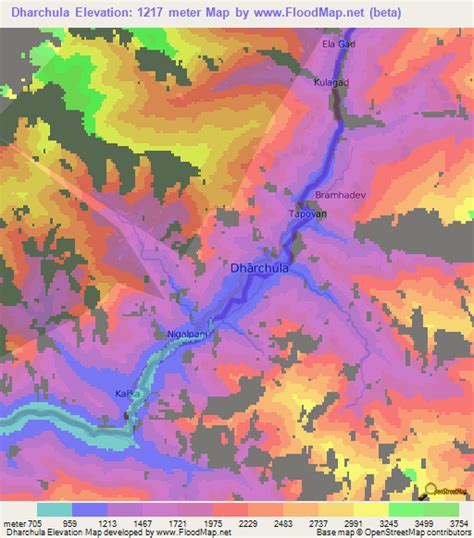 Elevation of Dharchula,India Elevation Map, Topography, Contour