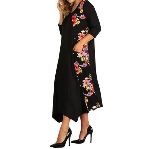 Funfash Plus Size Women Black Pink Long Sleeves Maxi Long Dress Made In