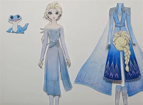 Frozen 2 Elsa Paper Doll With White Dress Purple Dress Night Gown Travel Dress Set And Double