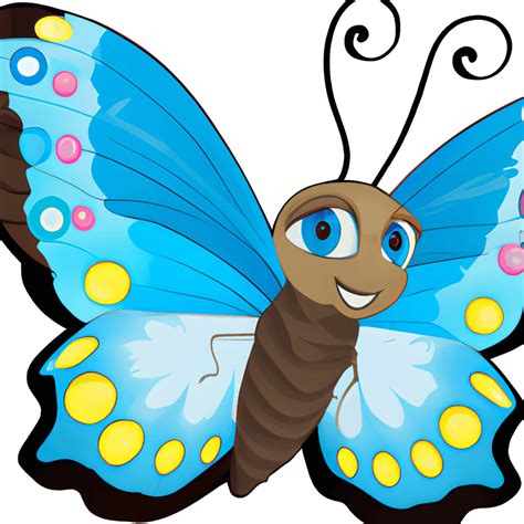 Blue Morpho Butterfly Storybook Illustration Cartoon · Creative Fabrica