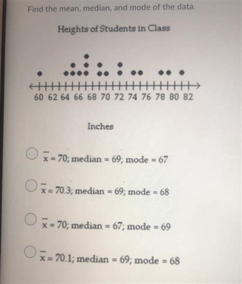 Solved Find The Mean Median And Mode Of The Data Heights Chegg