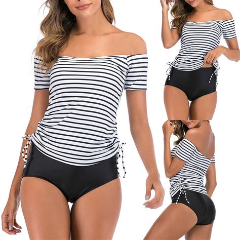 Elfindea Bikini Women Plus Size Takini High Waist Ruffle Swimuit Female