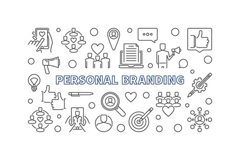 Personal Branding Vector Concept Thin Line Horizontal Illustration