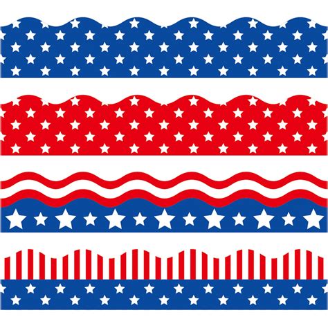 Whaline 69ft 4th Of July Bulletin Board Border 60 Sheet Red