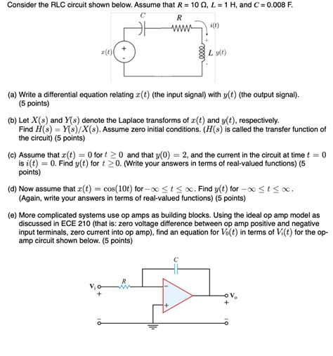 Solved Consider The Rlc Circuit Shown Below Assume That R