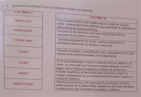 Relaciona la columna a con la columna b según corresponda me pueden