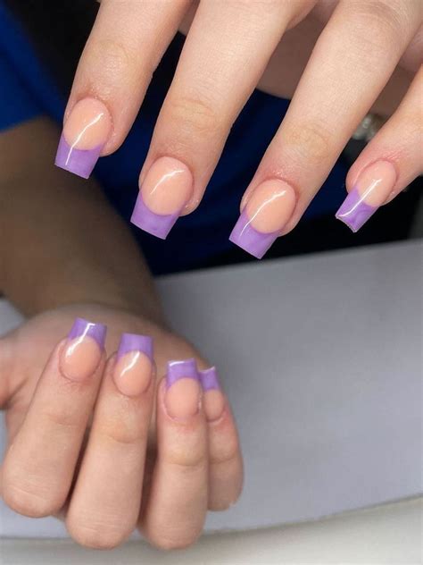 Purple French Nails💜 Purple Nail Designs French Nails Lavender Nails