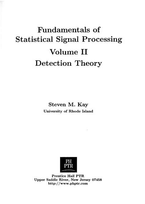 Pdf Fundamentals Of Statistical Signal Processing Volume Ii Dokumen