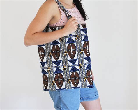 Tote Bag Imprim Africain Masque Africain Sac Tissu Pagne Sac Wax