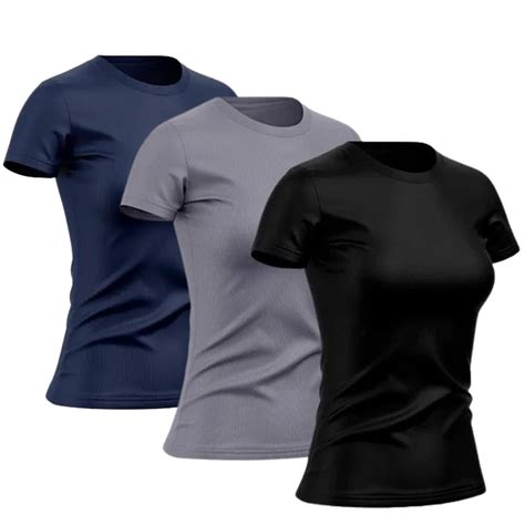 Kit 3 Camisetas Dry Fit Feminina Academia Treino Corrida Proteção UV