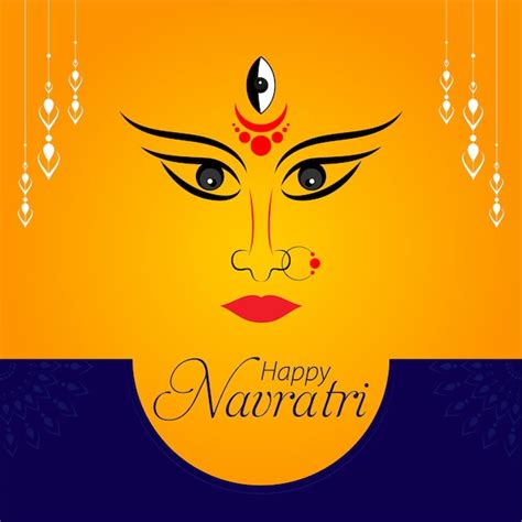 Durga Puja 및 행복한 Navratri 축제 여신 Durga 예배 배경 프리미엄 벡터