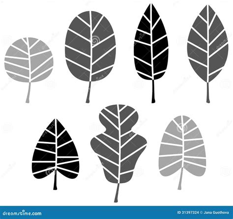 Black Leaves Silhouette Set Stock Vector Illustration Of Geometric