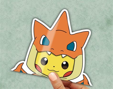 Cute Pikachu In Charizard Costume Sticker For Car Windows Etsy