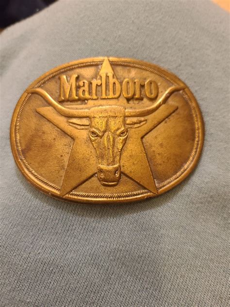 Marlboro Solid Brass Phillip Morris Belt Buckle Gem