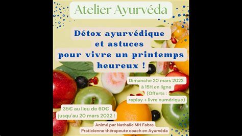 Atelier Ayurvéda Détox ayurvédique avec toutes les astuces pour