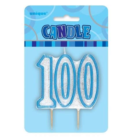 Blue Glitz Number 100 Candle 100th Birthday Cake Candles | Birthday | Love Kates