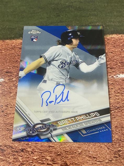 2017 Topps Chrome Rookie Autographs Blue Wave Refractor RA BP Brett