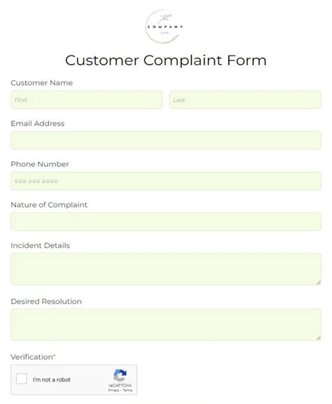 Customer Complaint Form Template 123FormBuilder