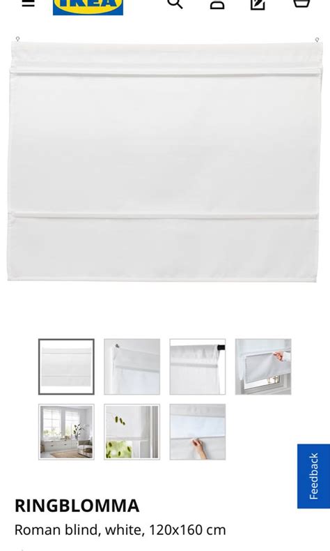 IKEA RINGBLOMMA Roman Blind White 120x160 Cm Furniture Home Living