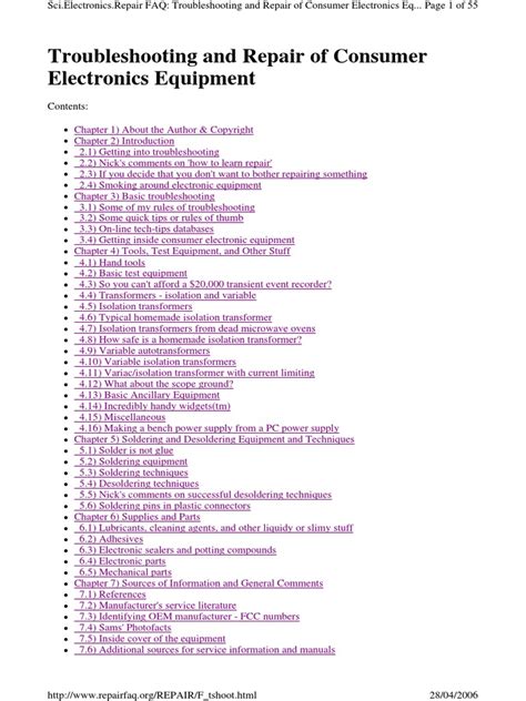 Troubleshooting And Repair Of Consumer Electronics Equipment Pdf Pdf