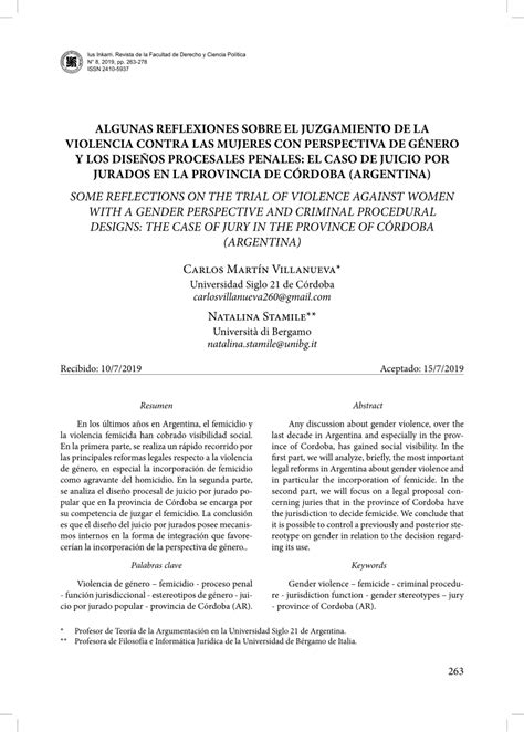 Pdf Algunas Reflexiones Sobre El Juzgamiento De La Violencia Contra