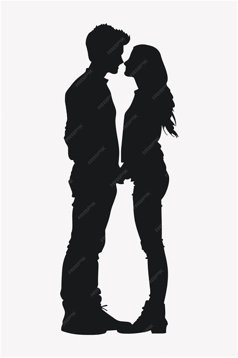 Premium Vector Romantic Couple Silhouette Kissing