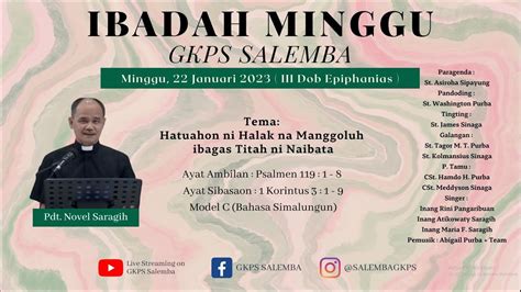 Ibadah Minggu Gkps Salemba 12 Februari 2023 Youtube