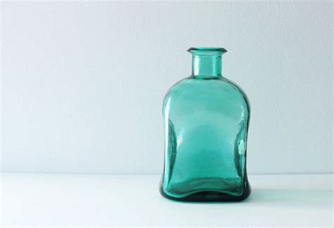 Large Vintage Vibrant Green Aqua Glass Jar Jug Vase Made In Spain Via Etsy Aqua Glass Etsy