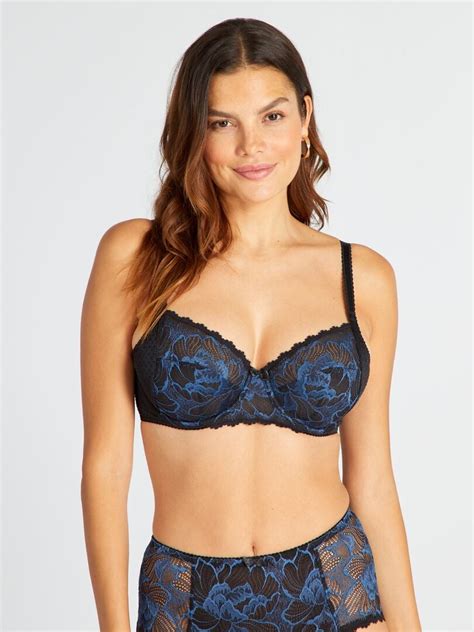 Soutien Gorge En Dentelle Sans Complexe Bleu Noir Kiabi